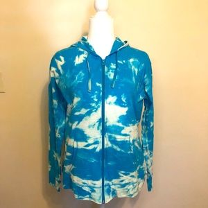 NWOT Aqua Reverse Tie Dye Zip Up Hoodie - L
